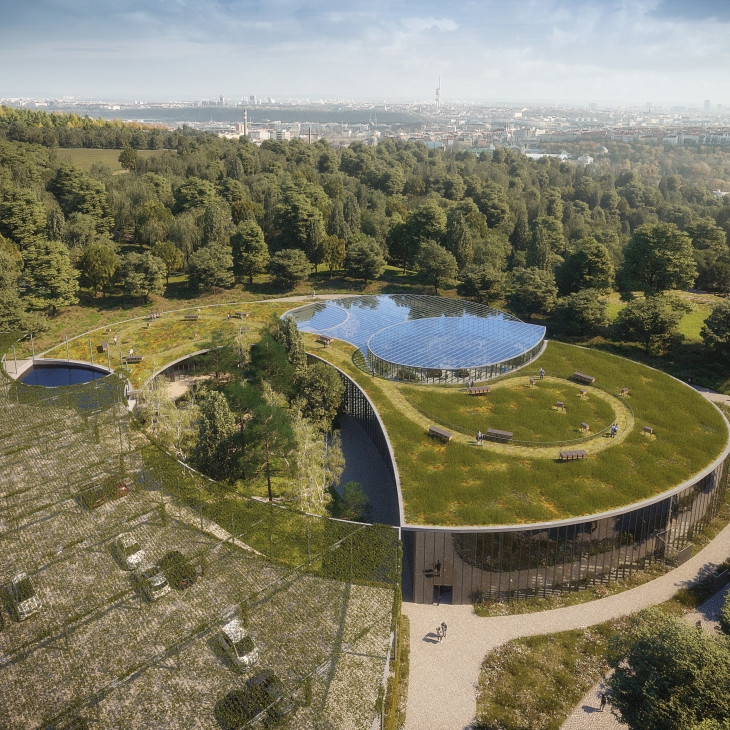 Vstupní budova botanické zahrady v Praze